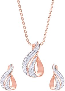 Clara 925 Sterling Silver Agda Pendant Earring Chain Jewellery Set | Rose Gold Rhodium Plated, Swiss Zirconia | Gift for Women & Girls