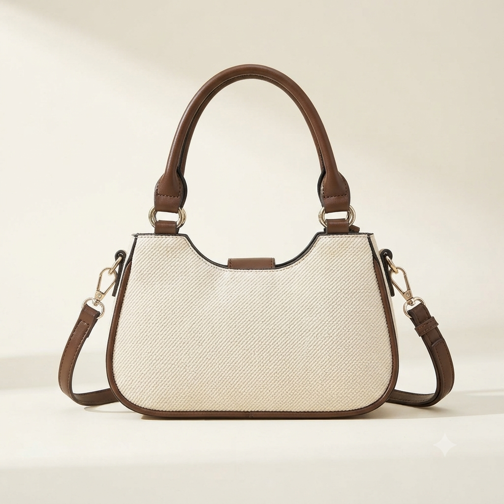 BAGABU Elegant Two-Tone Brown & Cream Women's Handbag with Detachable Sling Strap - Image 2